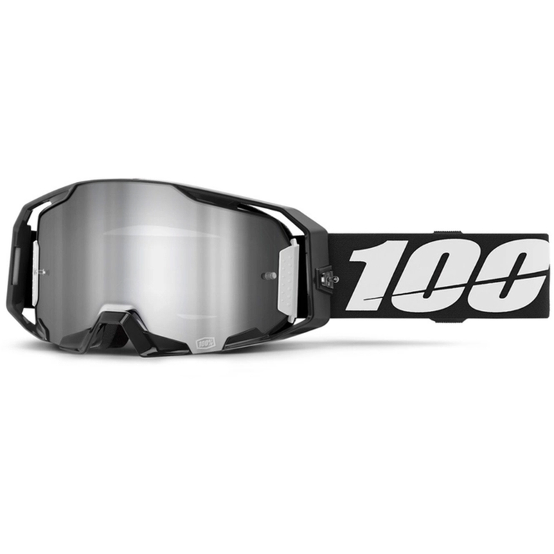 Ochelari de protecție de motocross 100% negru ARmatic cu plexiglas argintiu oglindă