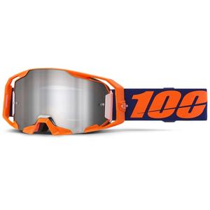 Ochelari de motocross 100% ARmatic Neon Orange cu plexiglas argintiu cu oglindă