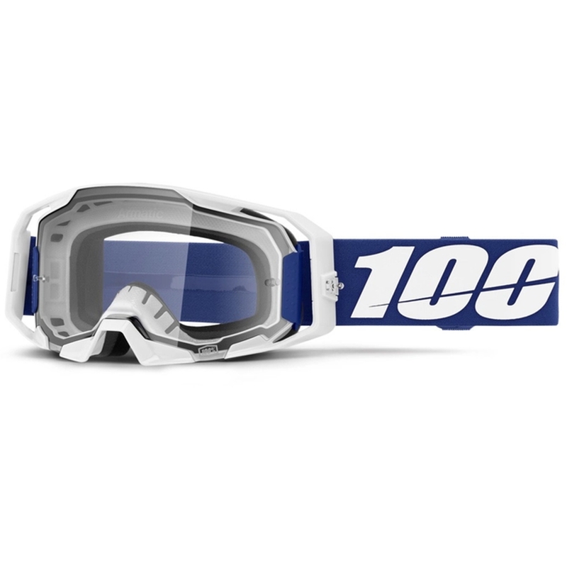 Ochelari de motocross 100% albastru ARmatic cu plexiglas transparent