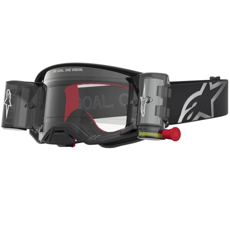 Ochelari motocross Alpinestars Supertech ROLL-OFF negri-argintii cu plexiglas transparent