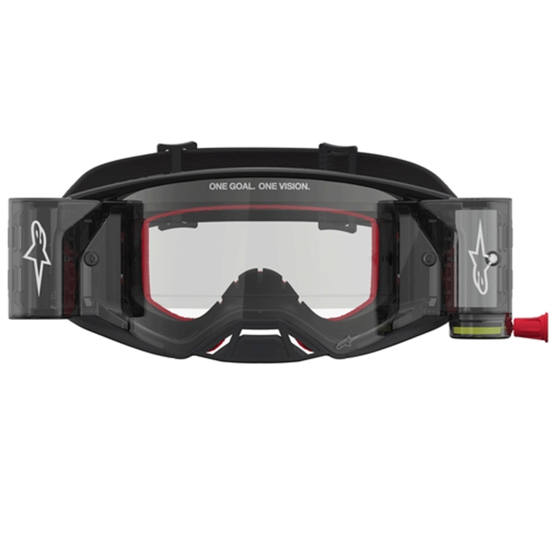 Ochelari motocross Alpinestars Supertech ROLL-OFF negri-argintii cu plexiglas transparent