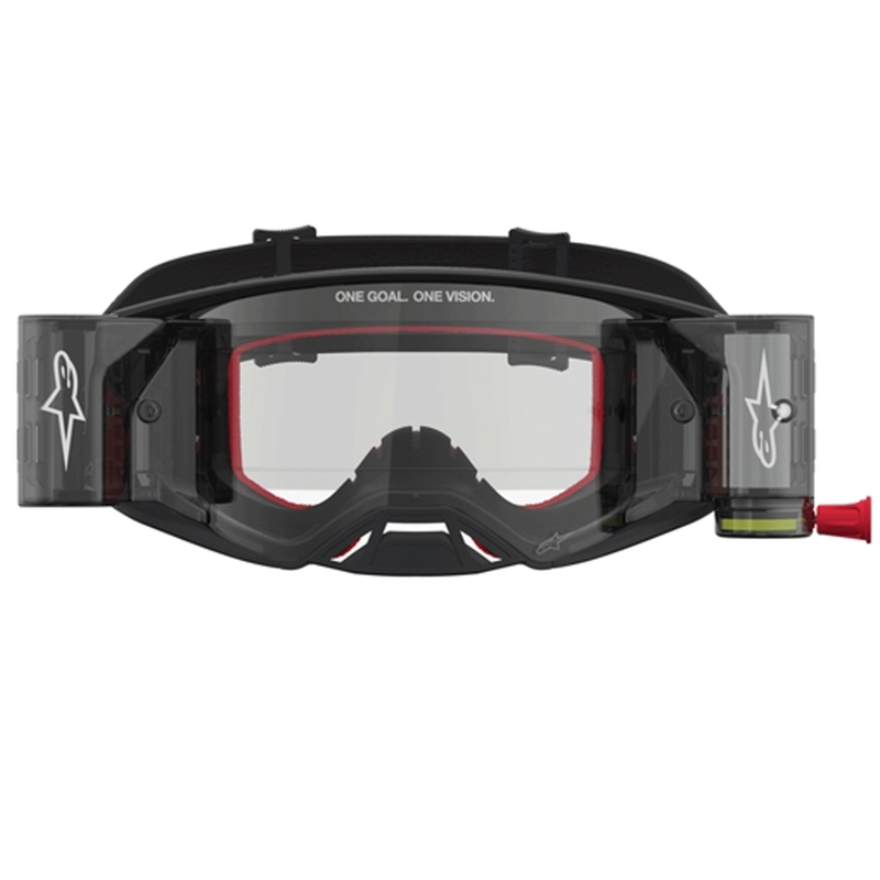 Ochelari motocross Alpinestars Supertech ROLL-OFF negri-argintii cu plexiglas transparent