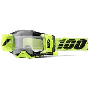 Ochelari de motocross 100% - SUA Armega Forecast verde fluo (sticlă transparentă)
