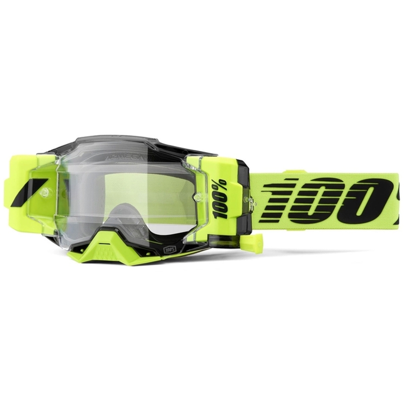 Ochelari de motocross 100% - SUA Armega Forecast verde fluo (sticlă transparentă)