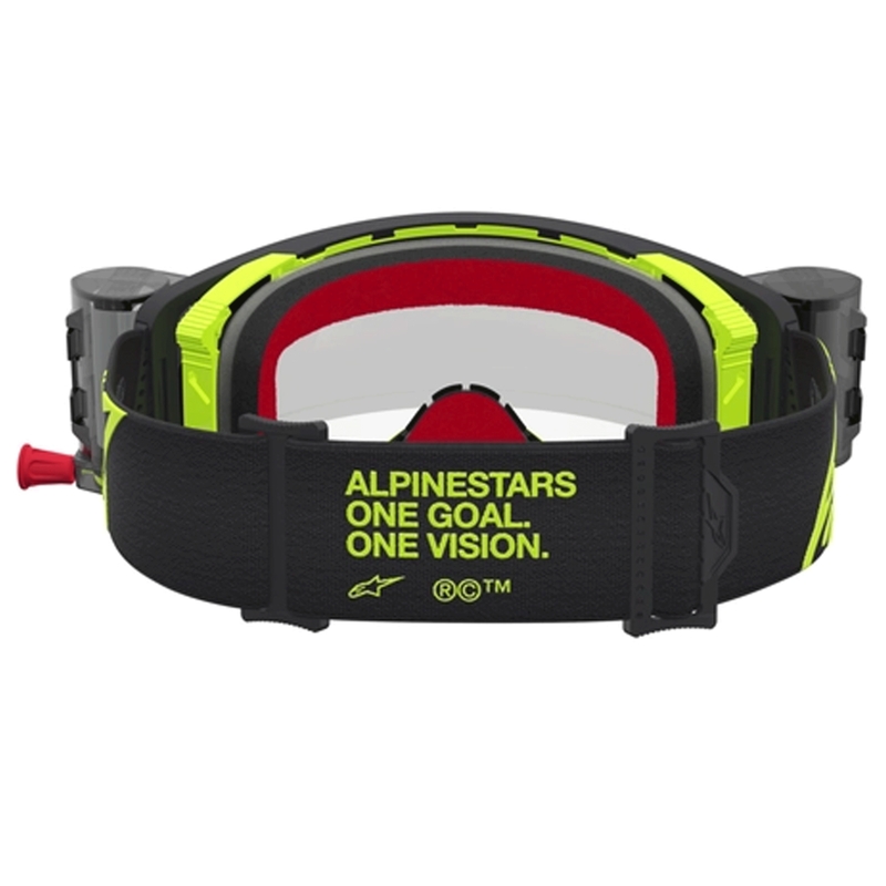 Ochelari motocross Alpinestars Supertech Firma negru-galben fluo cu plexiglas transparent