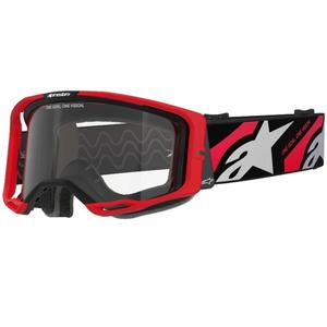 Ochelari de protecție de motocross Alpinestars Vision 8 Luar roșu-negru cu lentilă transparentă