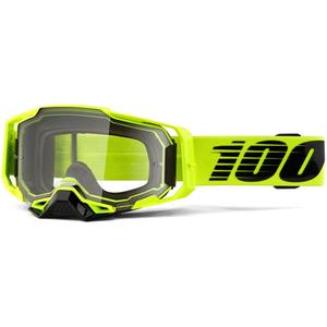 Ochelari de motocros 100% ARMEGA Nuclear Citrus galben (plexi transparent)