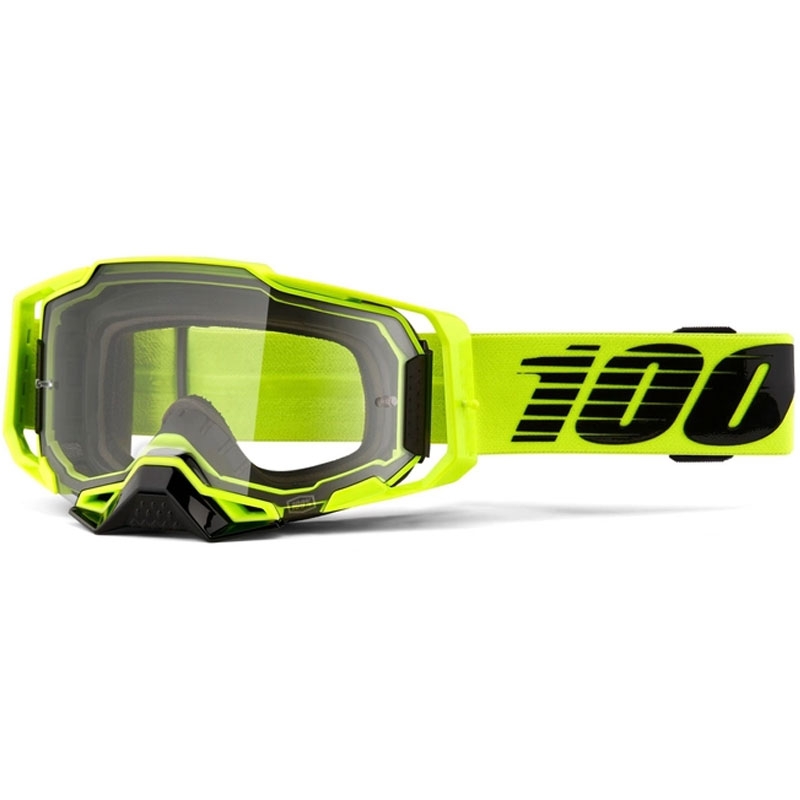 Ochelari de motocros 100% ARMEGA Nuclear Citrus galben (plexi transparent)
