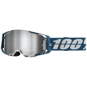 Ochelari de motocros 100% ARMEGA Albar gri-albastru (plexi argintiu)