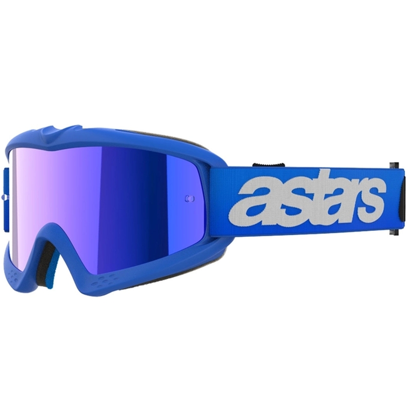 Ochelari de motocross pentru copii Alpinestars Vision Youth Blaze albaștri cu lentilă albastră în oglindă