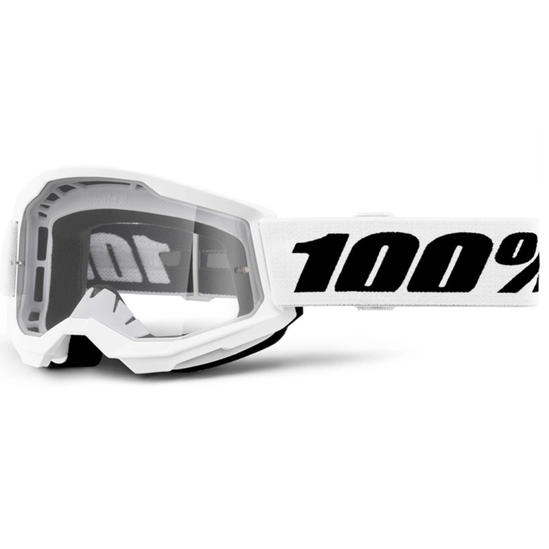 Ochelari de protectie motocross copii 100% STRATA 2 plexiglas transparent alb