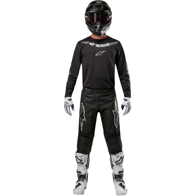 Pantaloni motocross Alpinestars Fluid Graphite negru-argintiu