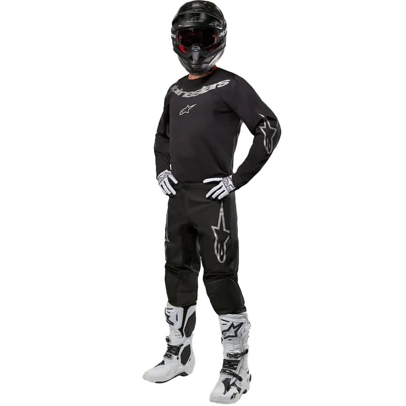 Pantaloni motocross Alpinestars Fluid Graphite negru-argintiu