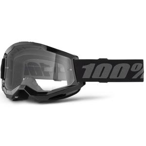 Ochelari de motocross pentru copii 100% STRATA 2 negru (plexiglas transparent)