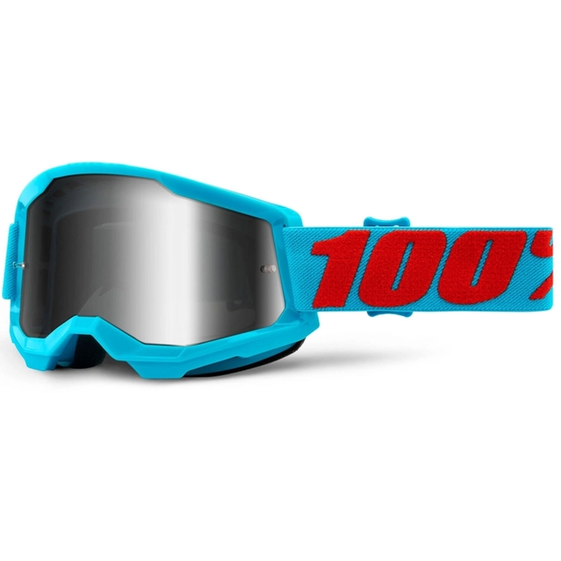 Ochelari de motocros 100% STRATA 2 Summit albastru (plexi argintiu cu oglinzi)