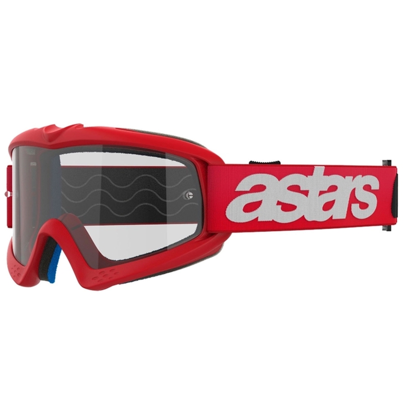 Ochelari de protecție roșii de motocross Alpinestars Vision Youth Blaze cu lentile transparente