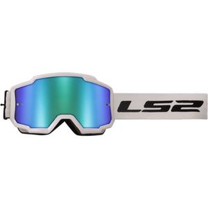 Ochelari de motocross LS2 Charger HV alb cu plexiglas iridiu verde