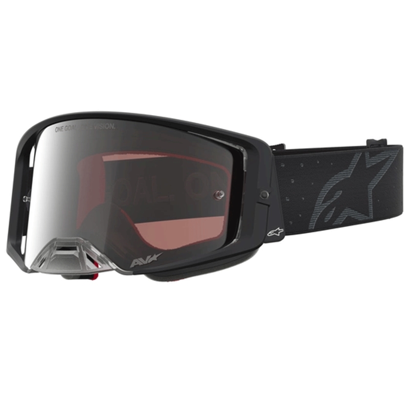 Ochelari motocross Alpinestars Supertech Cloak negri cu oglindă din plexiglas argintiu