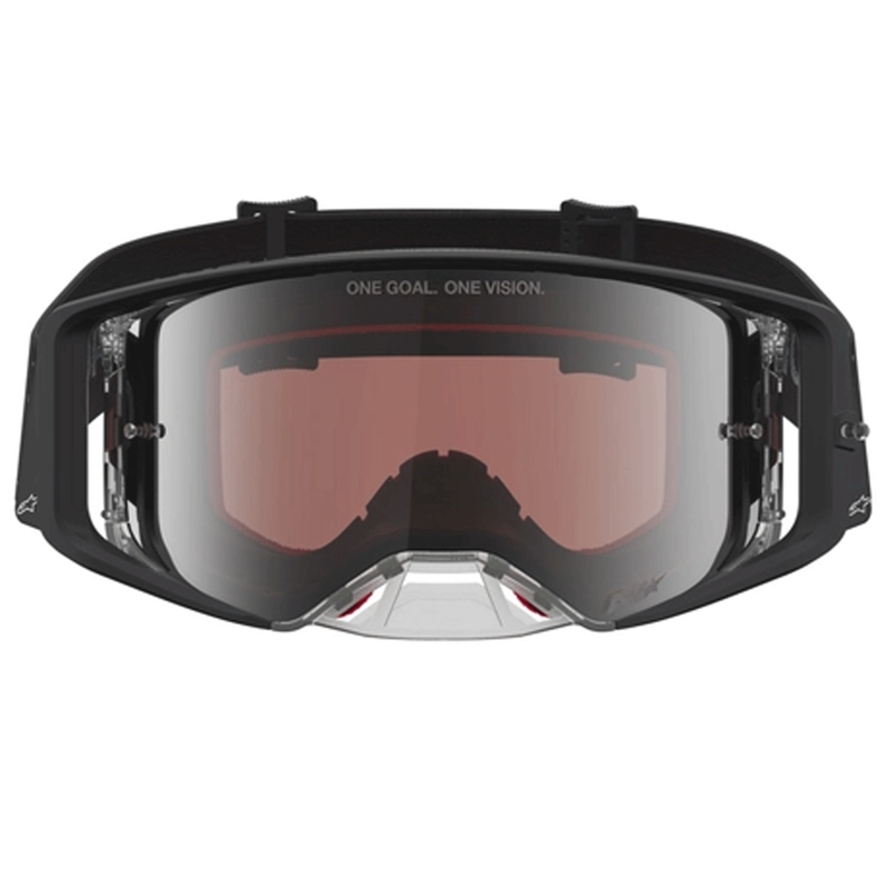 Ochelari motocross Alpinestars Supertech Cloak negri cu oglindă din plexiglas argintiu