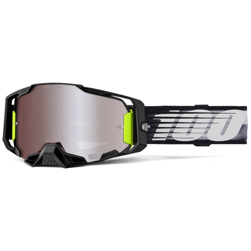 Ochelari de motocross 100% ARMEGA Lightspeed cu plexiglas HIPER argintiu