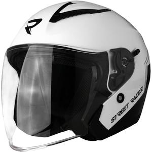 Cască de motocicletă deschisă Street Racer Sonic alb-negru lucios - calitatea a II-a - II. calitate - II. calitate 