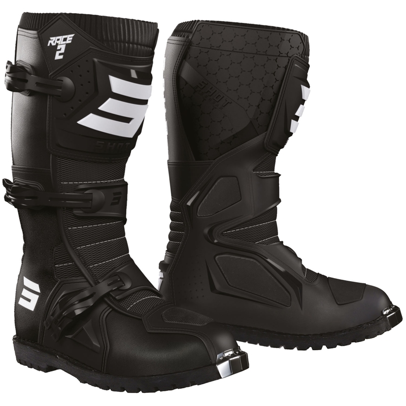 Ghete moto Shot Race 2 Enduro negru-alb - calitatea a II-a - II. calitate 