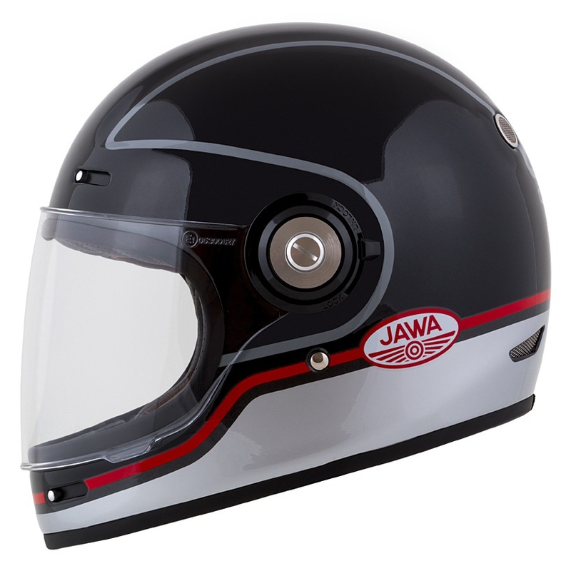 Cască integrală pentru motocicletă Cassida Fibre Jawa Sport negru-argintiu-roșu 2 - calitatea II. - II. calitate - II. calitate 
