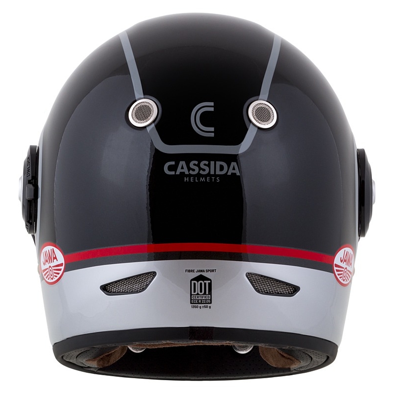 Cască integrală pentru motocicletă Cassida Fibre Jawa Sport negru-argintiu-roșu 2 - calitatea II. - II. calitate - II. calitate 