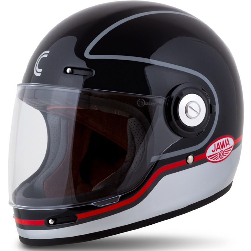 Cască integrală pentru motocicletă Cassida Fibre Jawa Sport negru-argintiu-roșu 2 - calitatea II. - II. calitate - II. calitate 