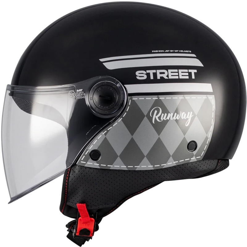 Cască de motocicletă deschisă MT Street S Runway B2 negru-gri - II. calitate - II. calitate 