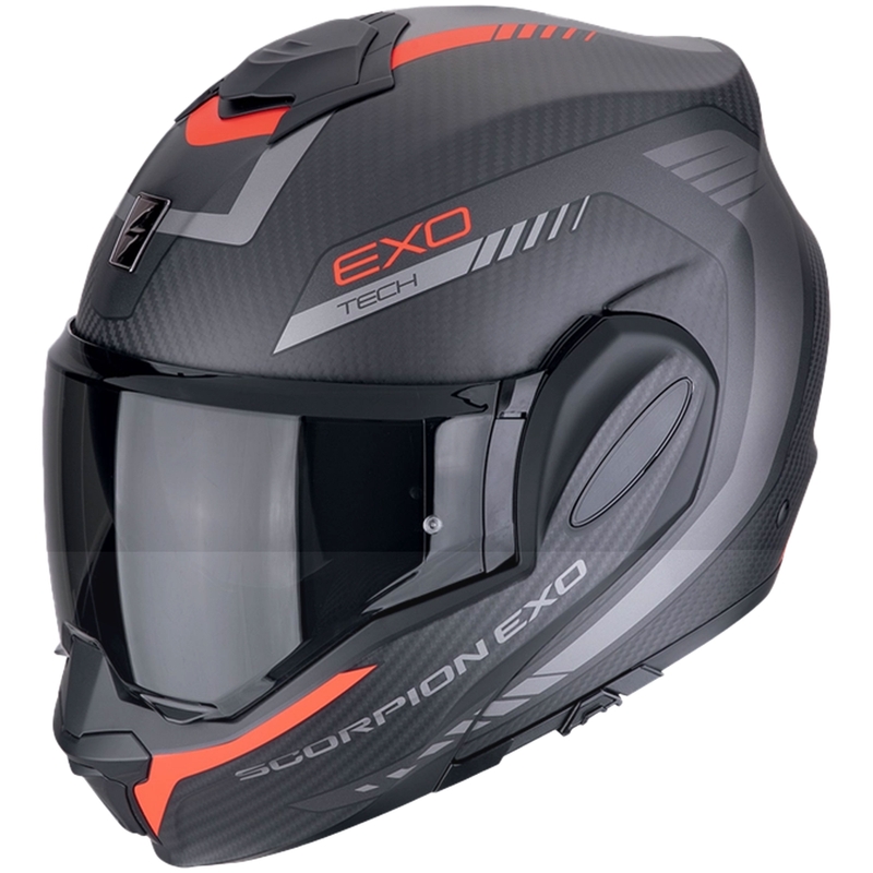 Cască de motocicletă rabatabilă Scorpion EXO-TECH EVO CARBON COSY negru-rosu mat - II. calitate - II. calitate