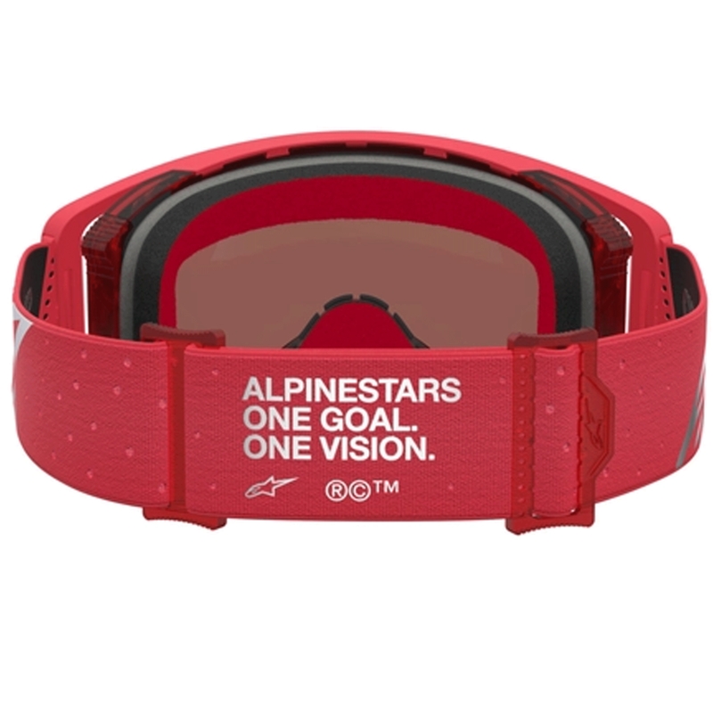 Ochelari de motocross Alpinestars Supertech Vesta fluo roșu-crom