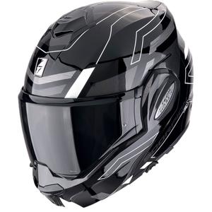 Cască de motocicletă rabatabilă Scorpion EXO-TECH EVO CONQUER negru-alb - II. calitate - II. calitate 