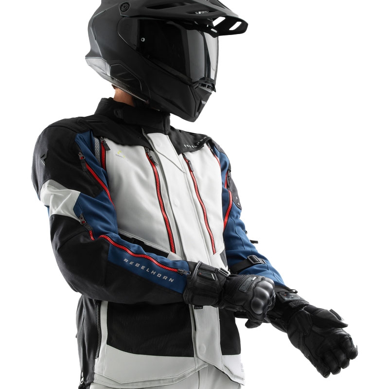 Geacă de motocicletă Rebelhorn Hardy 3.0 albastru-gri-roșu 2 - calitatea a II-a - II. calitate - II. calitate 