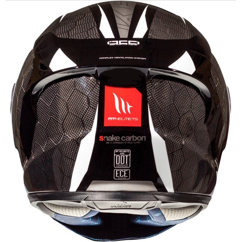 MT Kre Snake Snake Carbon 2.0 negru și alb Cască de motocicletă integrală lichidare