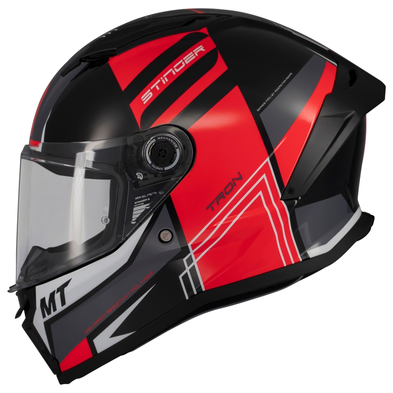 Casca moto integrala MT Stinger 2 Tron negru-rosu-gri - II. calitate - II. calitate 