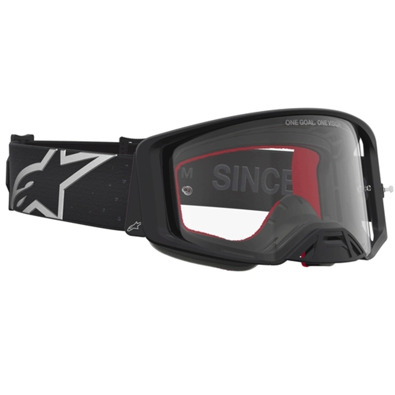 Ochelari motocross Alpinestars Supertech Vesta negru-argintiu cu plexiglas transparent