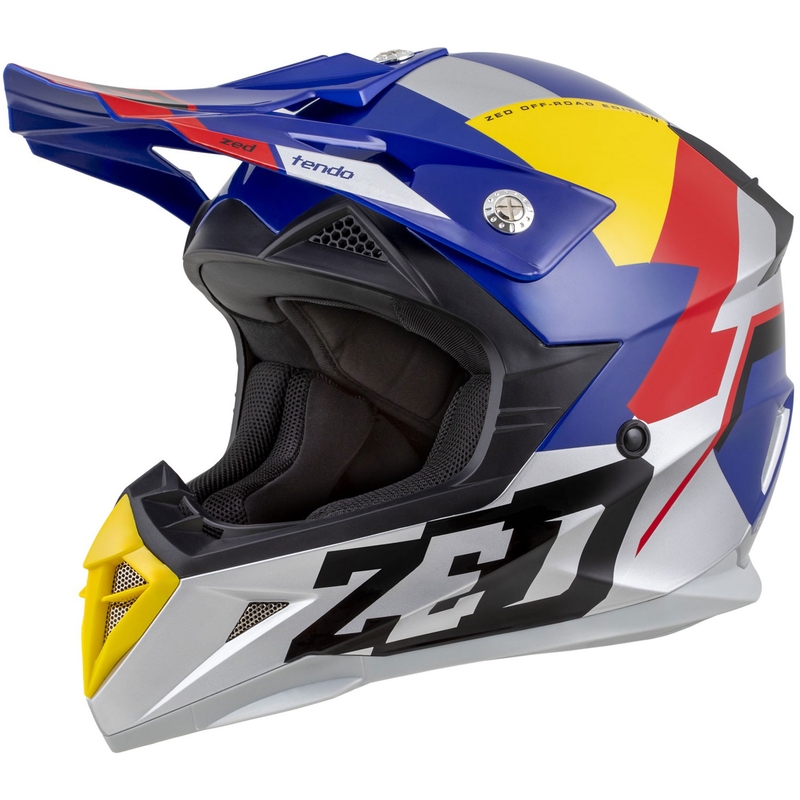 Casca motocross ZED X1.9 Tendo pearl albastru-rosu-galben-argintiu - II. calitate - II. calitate 
