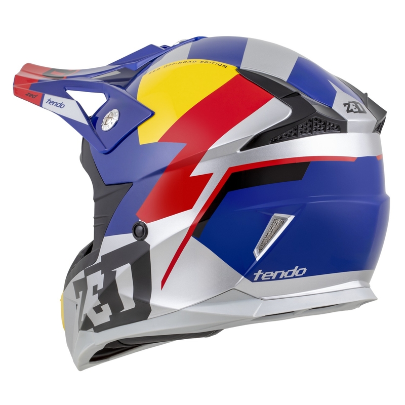 Casca motocross ZED X1.9 Tendo pearl albastru-rosu-galben-argintiu - II. calitate - II. calitate 