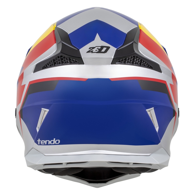 Casca motocross ZED X1.9 Tendo pearl albastru-rosu-galben-argintiu - II. calitate - II. calitate 