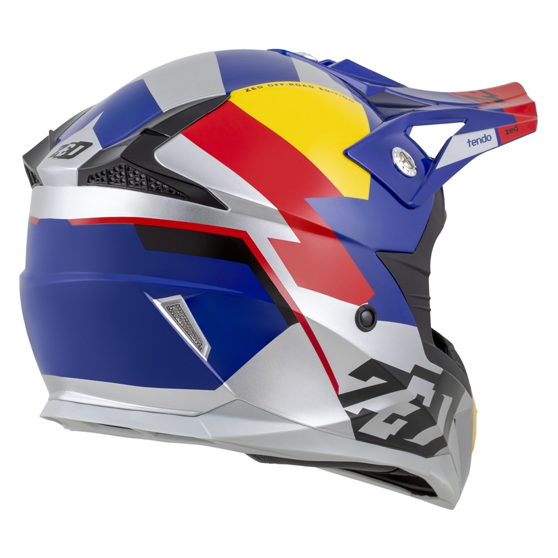 Casca motocross ZED X1.9 Tendo pearl albastru-rosu-galben-argintiu - II. calitate - II. calitate 