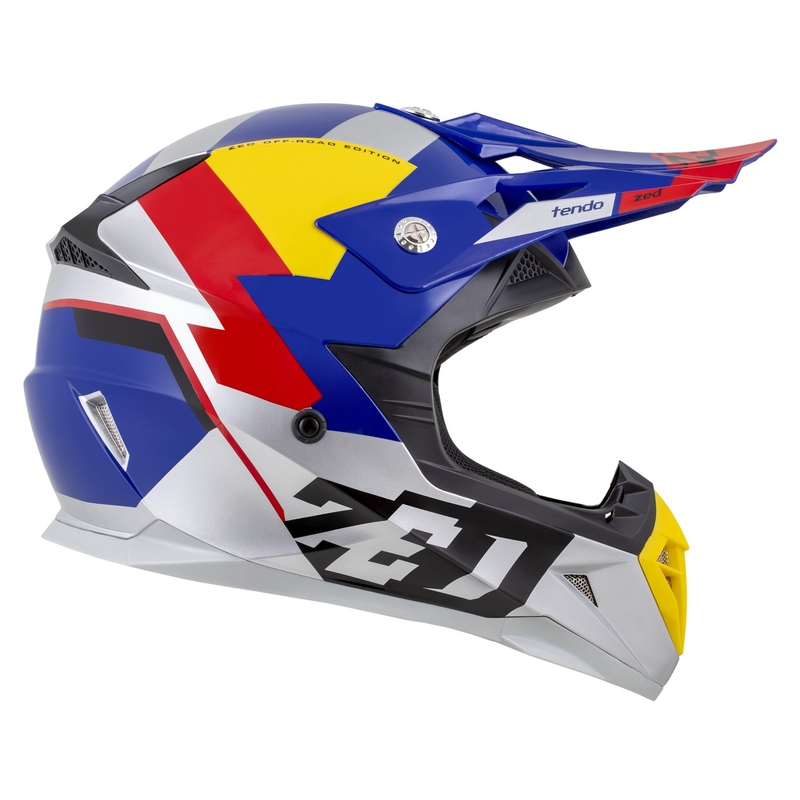 Casca motocross ZED X1.9 Tendo pearl albastru-rosu-galben-argintiu - II. calitate - II. calitate 