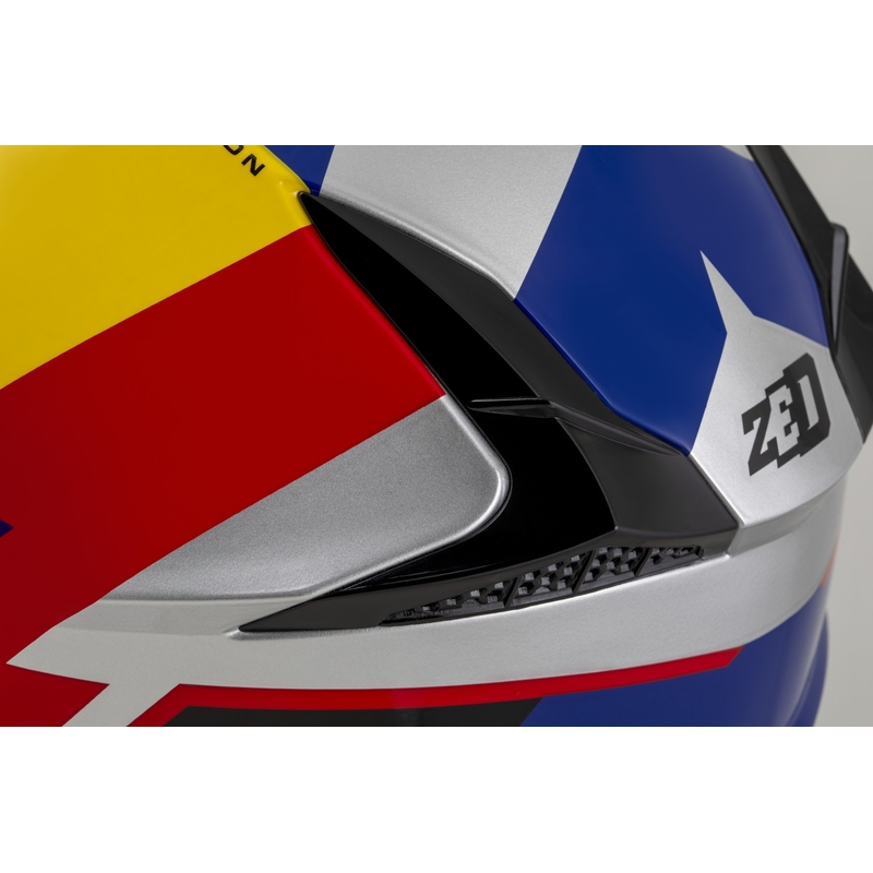 Casca motocross ZED X1.9 Tendo pearl albastru-rosu-galben-argintiu - II. calitate - II. calitate 