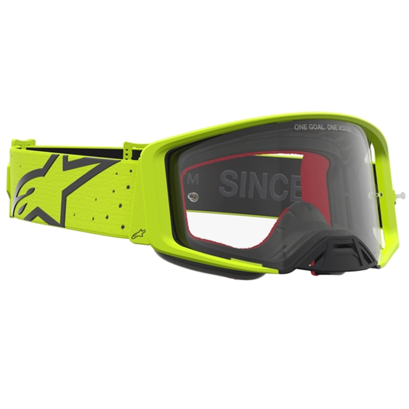 Ochelari motocross Alpinestars Supertech Vesta galben-negru fluo (plexiglas transparent)