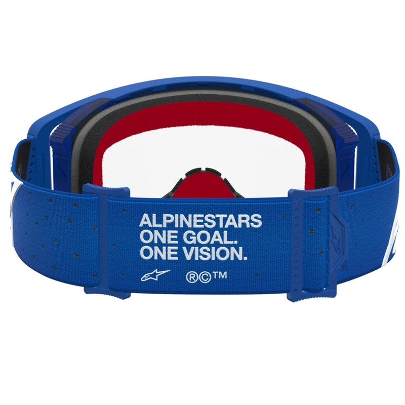 Ochelari motocross Alpinestars Supertech Vesta albastru-alb cu plexiglas transparent
