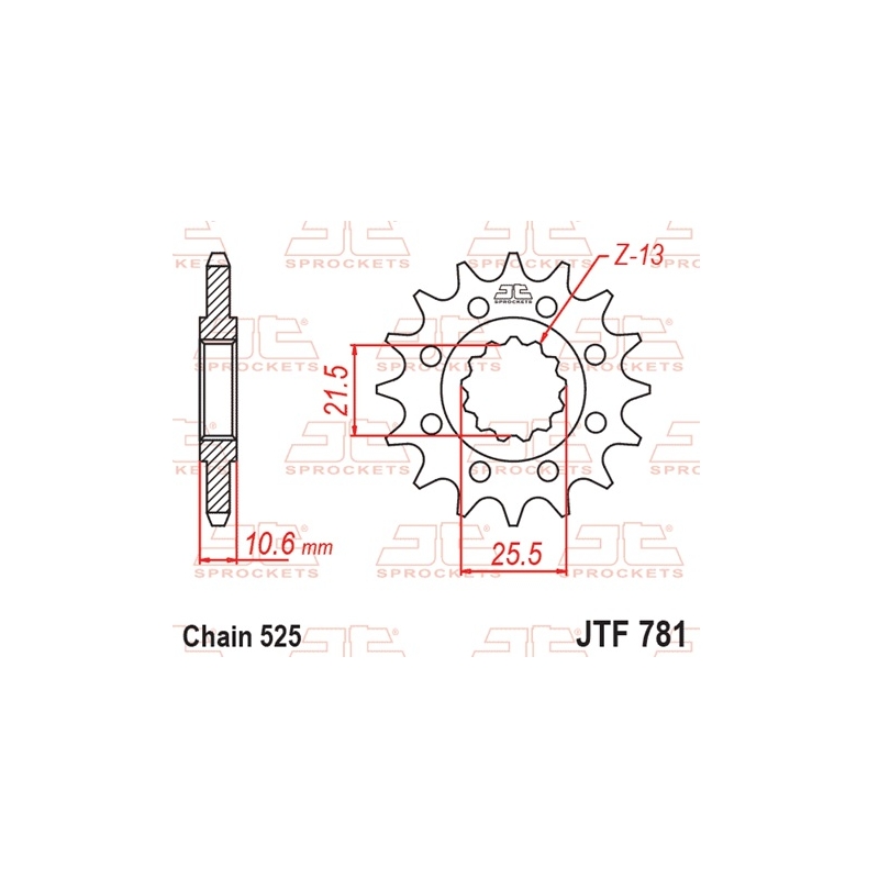 Pinion fata JT 15T, 525