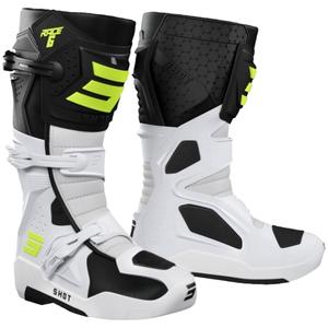 Ghete motocross Shot Race 6 negru-alb-galben fluo 2 - calitate II. - II. calitate - II. calitate 