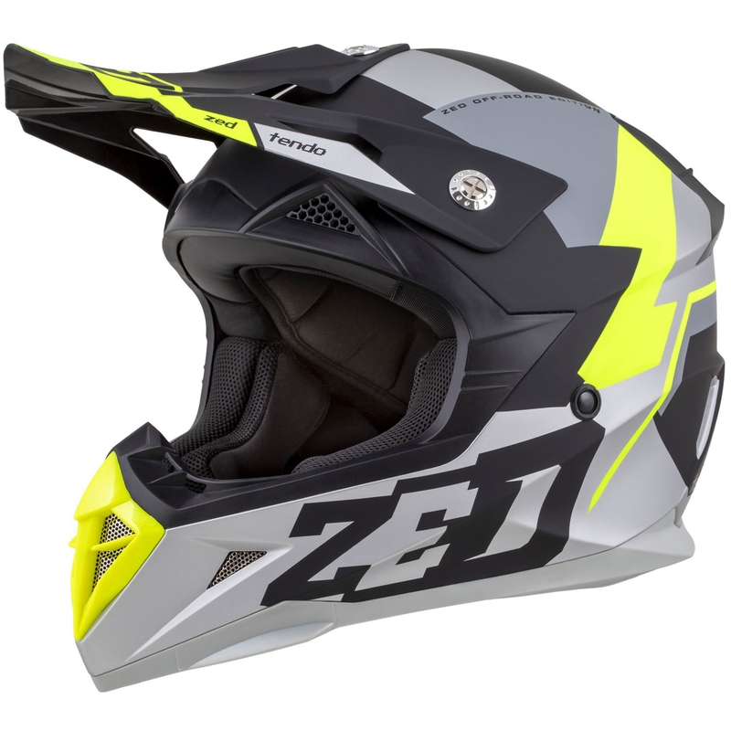 Casca motocross copii ZED X1.9D TENDO negru mat-gri inchis-gri deschis-galben fluo - II. calitate - II. calitate 