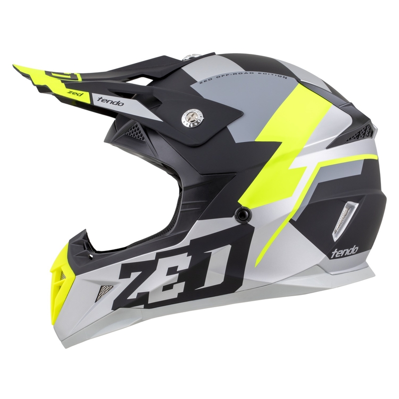 Casca motocross copii ZED X1.9D TENDO negru mat-gri inchis-gri deschis-galben fluo - II. calitate - II. calitate 