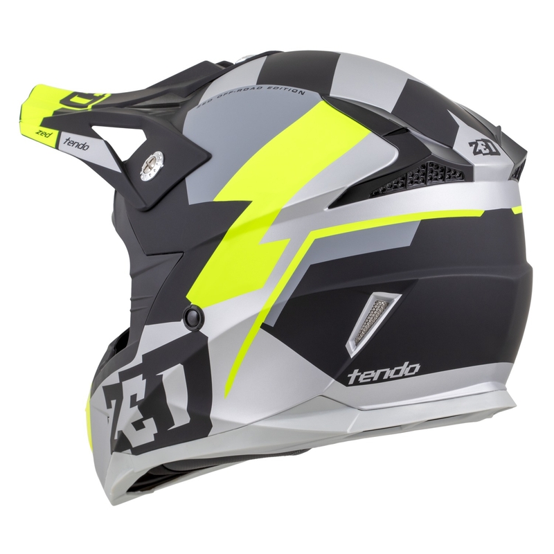 Casca motocross copii ZED X1.9D TENDO negru mat-gri inchis-gri deschis-galben fluo - II. calitate - II. calitate 